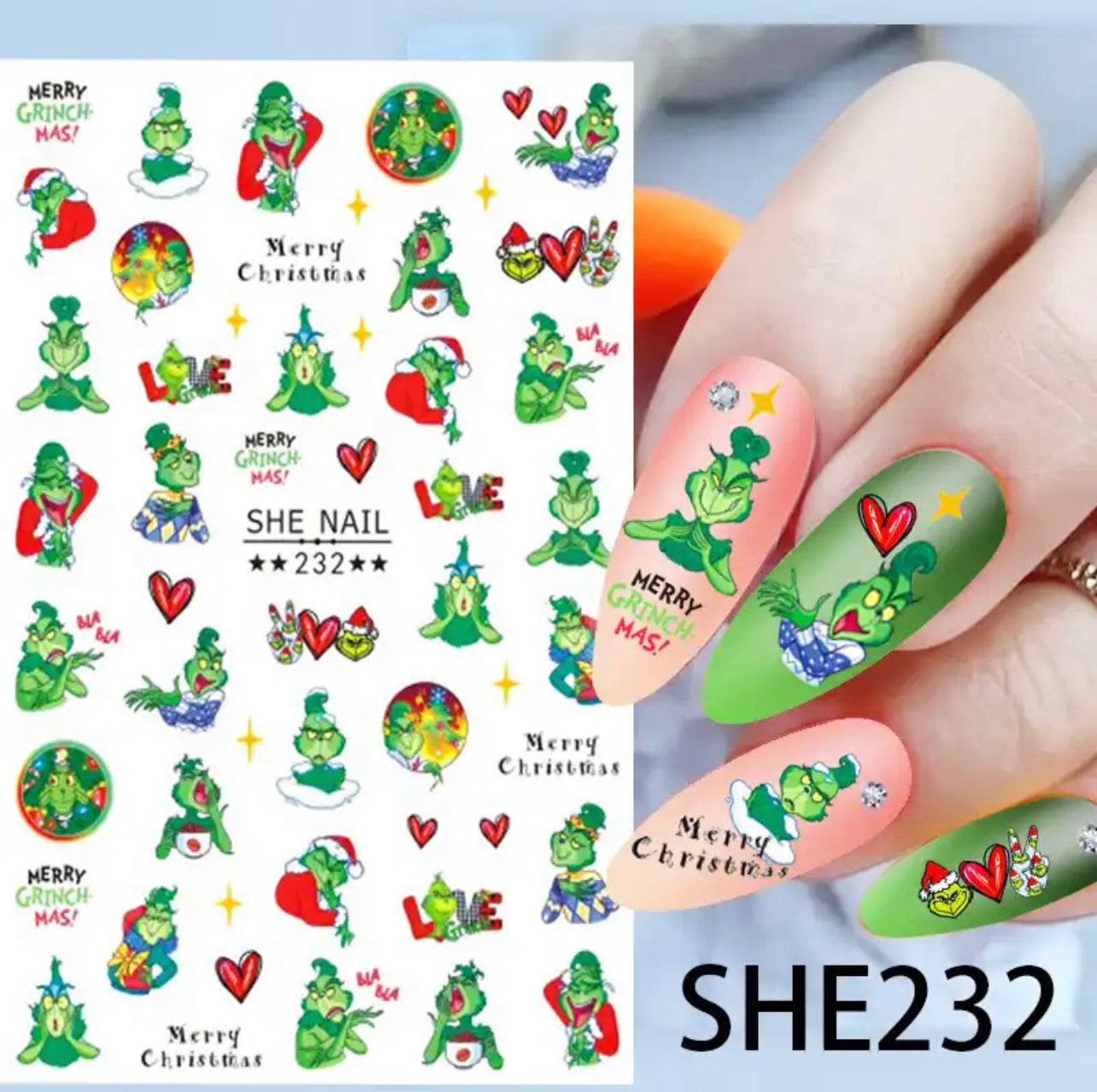 The Grinch Nail Stickers