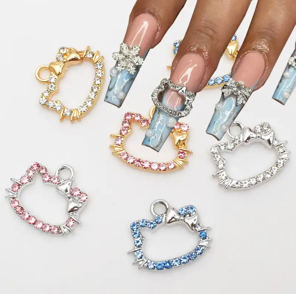 Rhinestone Kitty Nail Charm