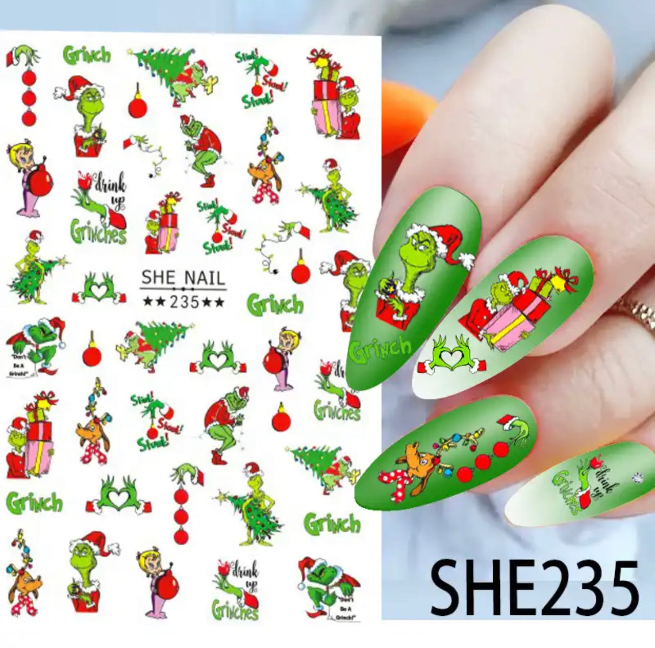 The Grinch Nail Stickers