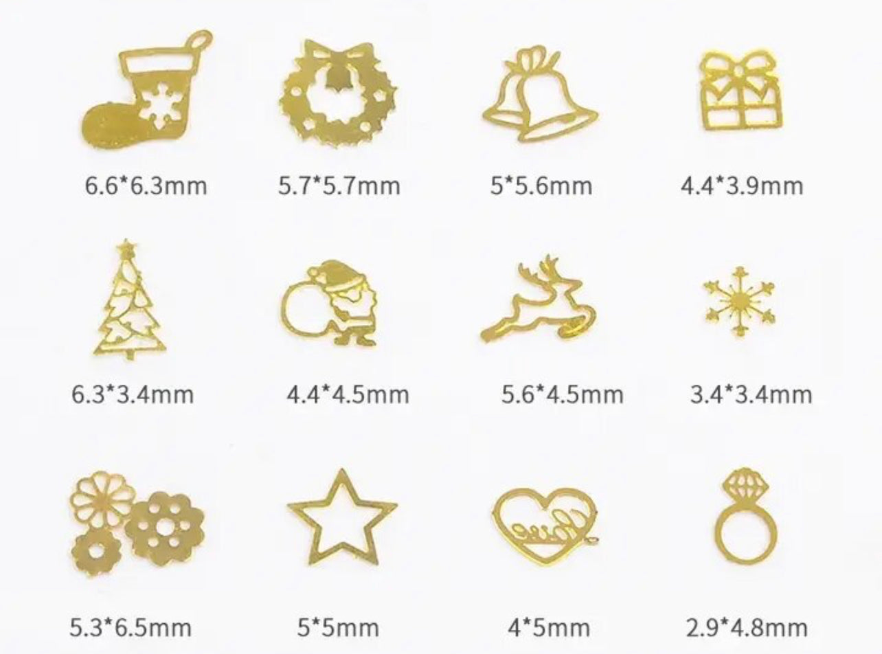 Christmas 3D Metal Nail Charm Stickers