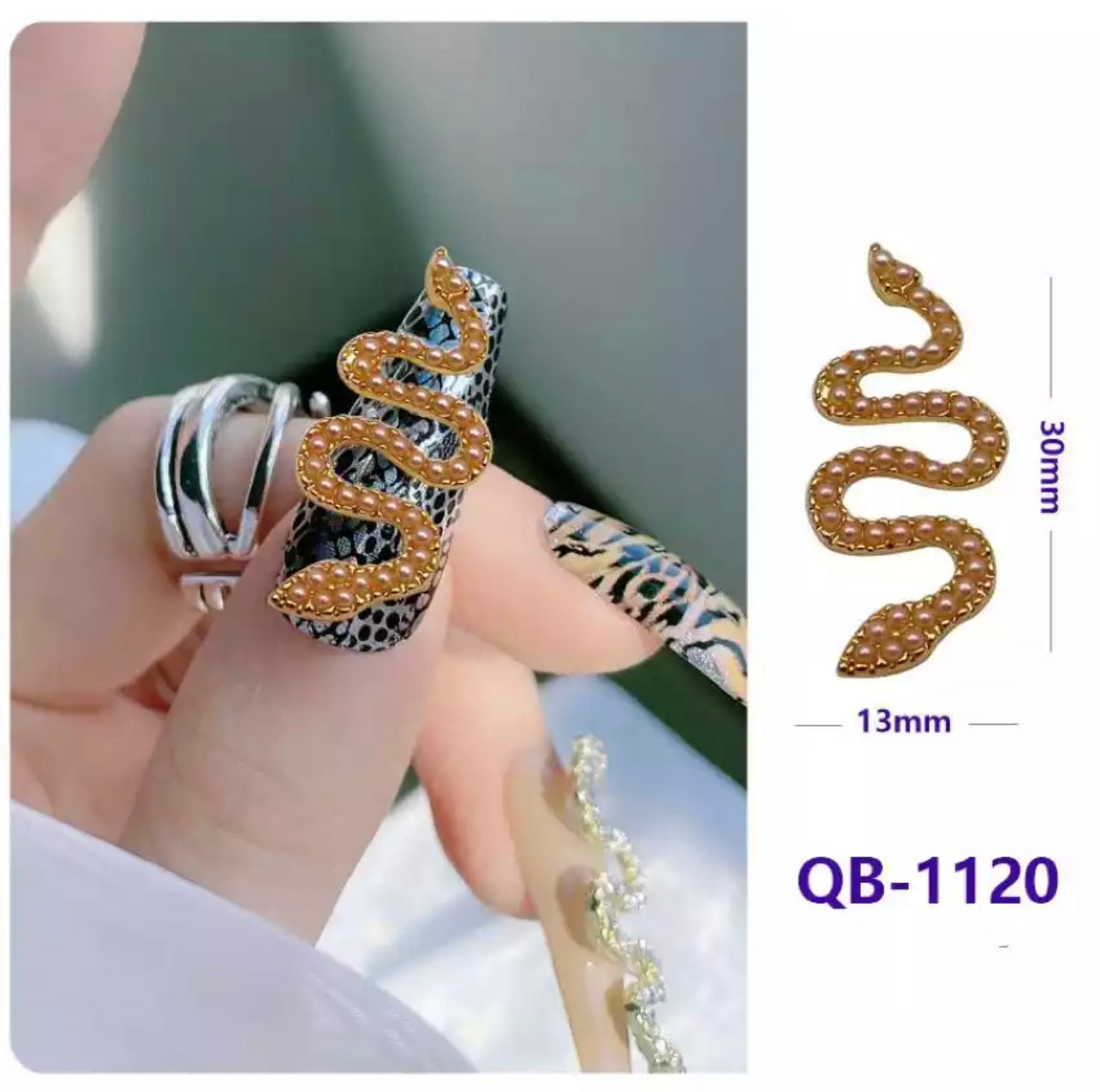 3-D Snake Nail Gems