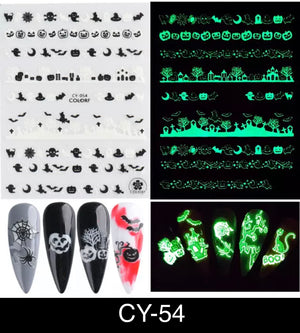 Luminous 3D Halloween Nail Stickers