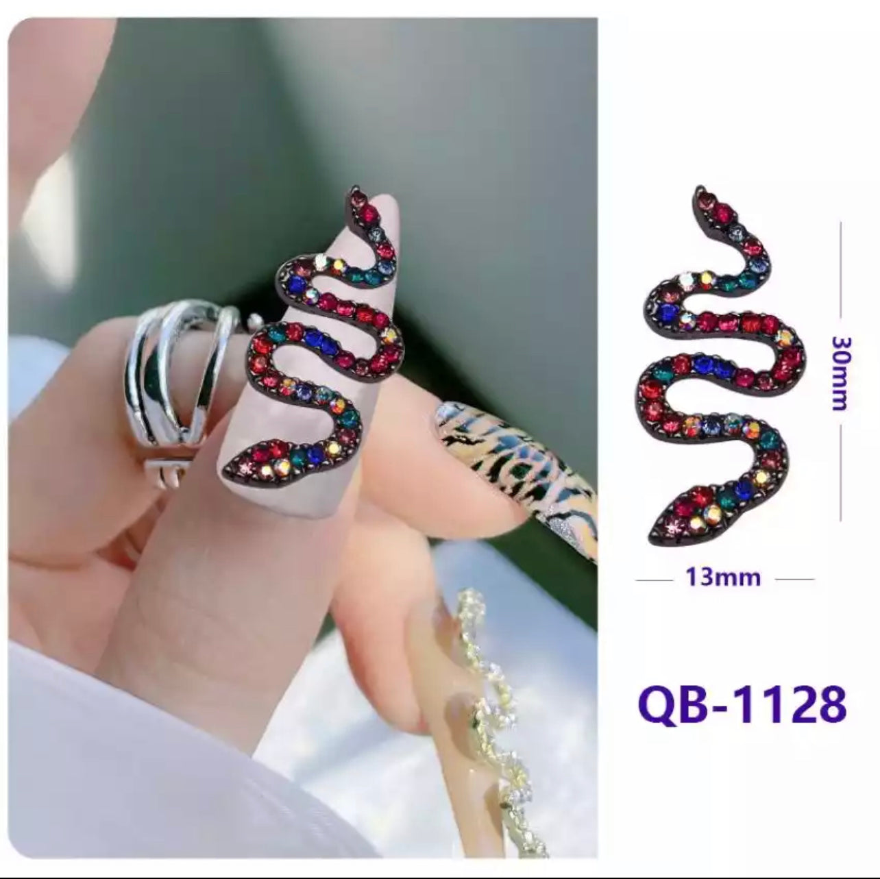 3-D Snake Nail Gems