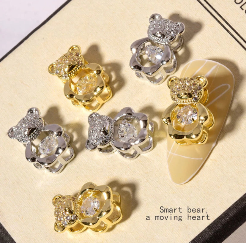 Heart Beating Bear Nail Jewelry