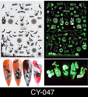 Luminous 3D Halloween Nail Stickers