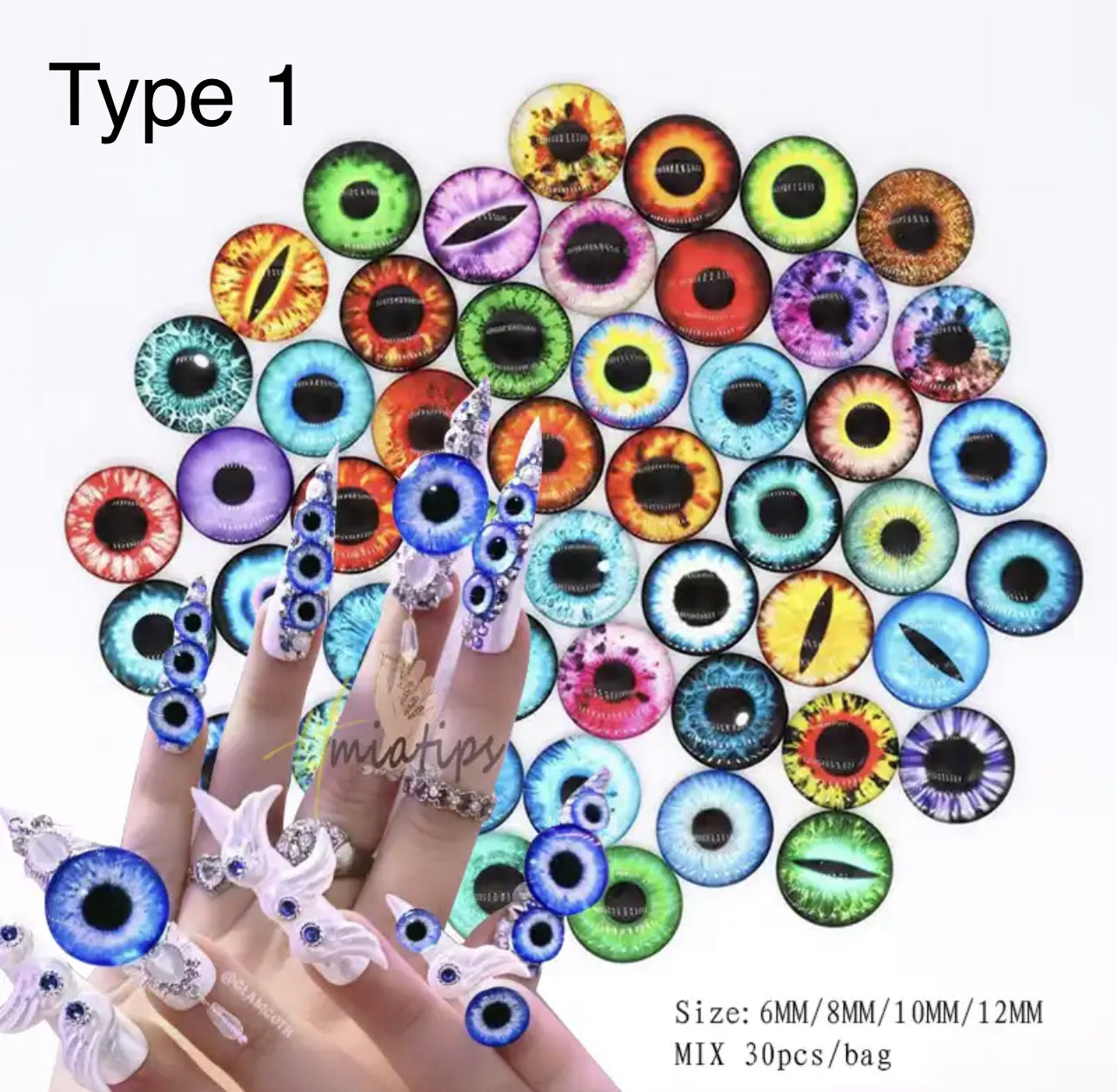 3D Evil Eye Mixed Nail Charms