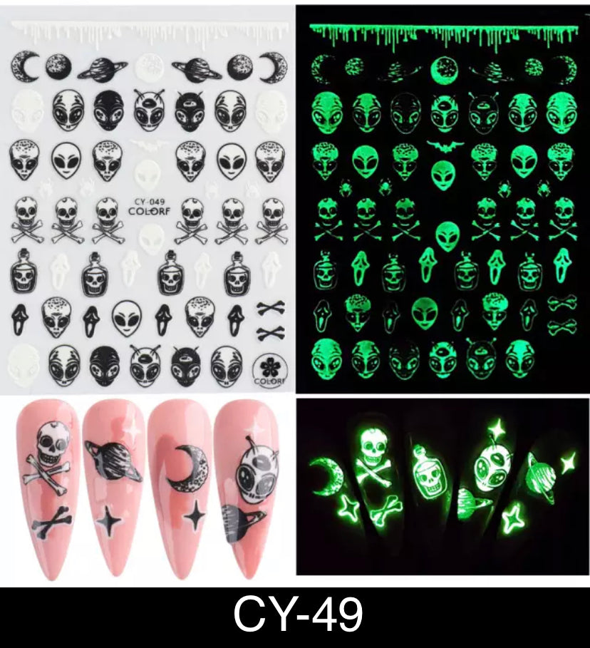 Luminous 3D Halloween Nail Stickers