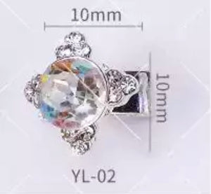 Spinning Crystal Silver plated Nail Charm