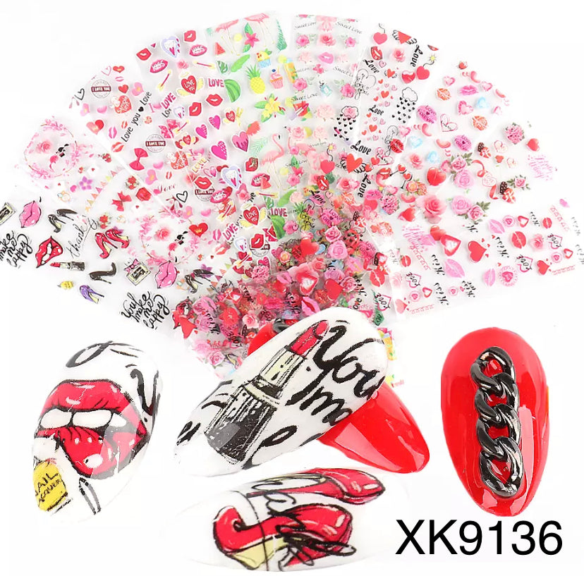 Lips & Flower Nail Stickers