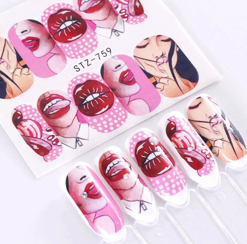 Cool Girl Nail Art Water Slide Stickers