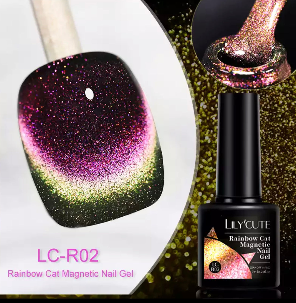 Rainbow Cats Eye Magnetic Gel Polish