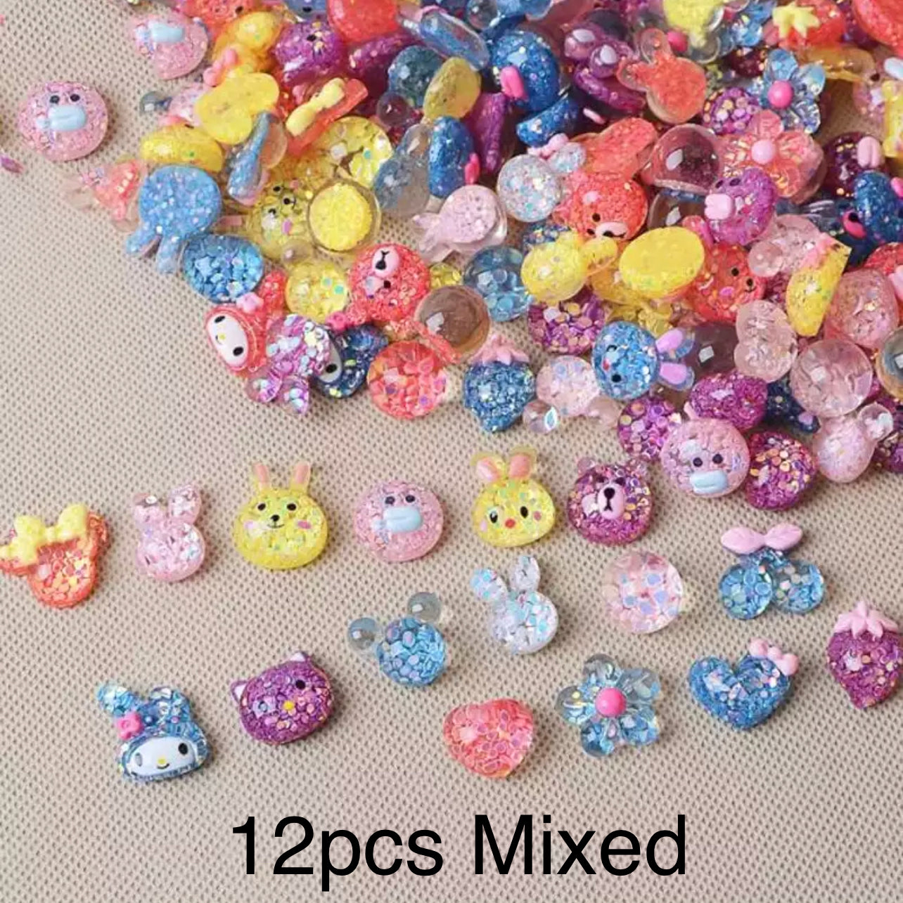 Cute Bear Star Cat Resin Nail Charms