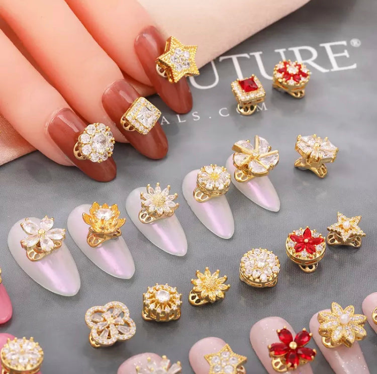 Luxury Spinning Gold plated Nail Charms