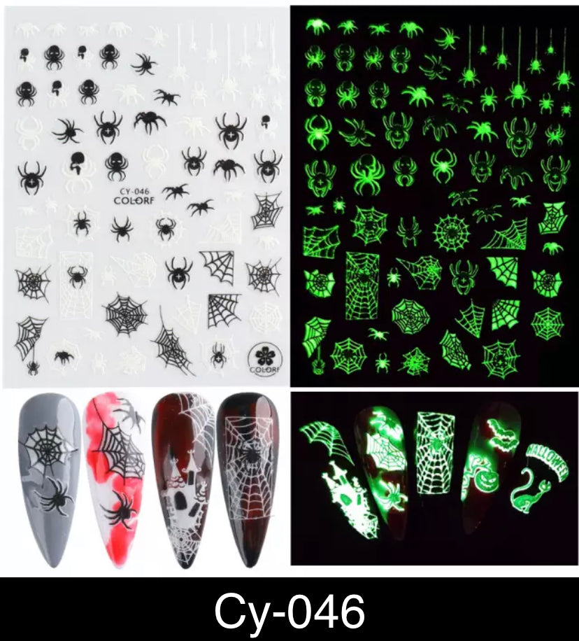 Luminous 3D Halloween Nail Stickers