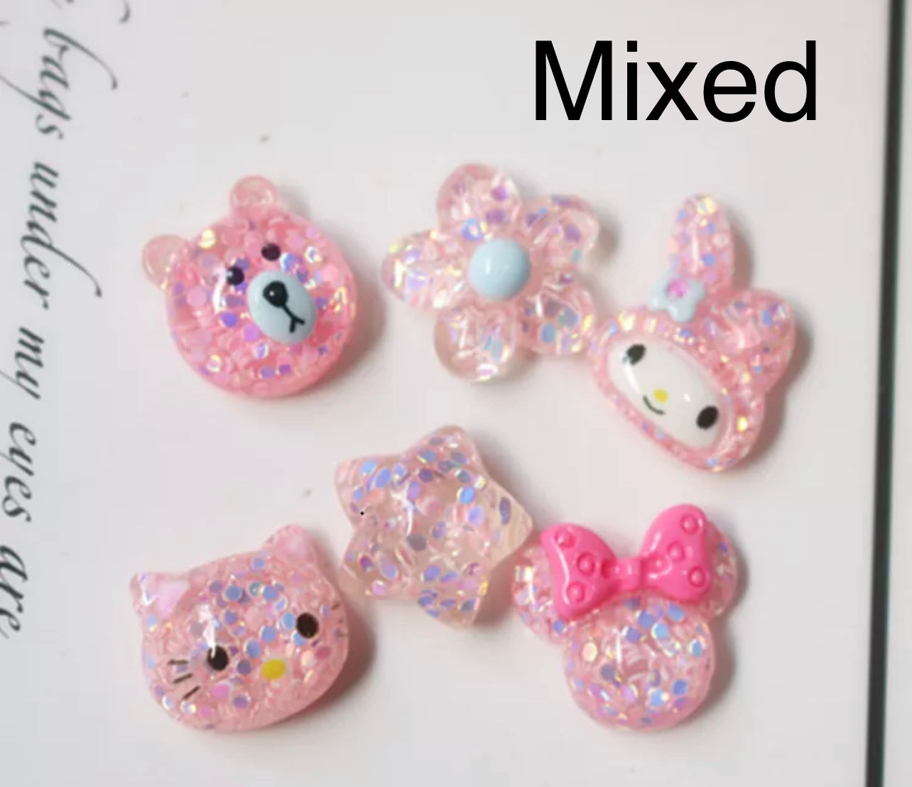 Cute Bear Star Cat Resin Nail Charms