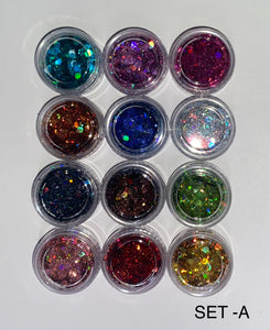 12 pc Sets Chunky Glitter