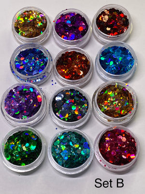 12 pc Sets Chunky Glitter