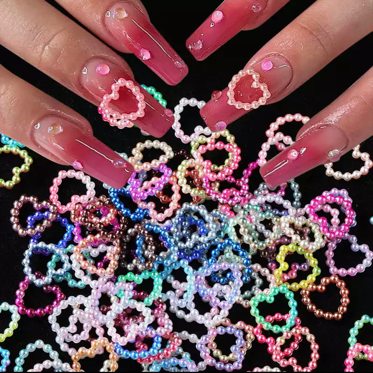 Heart Pearl Beaded Nail Gems