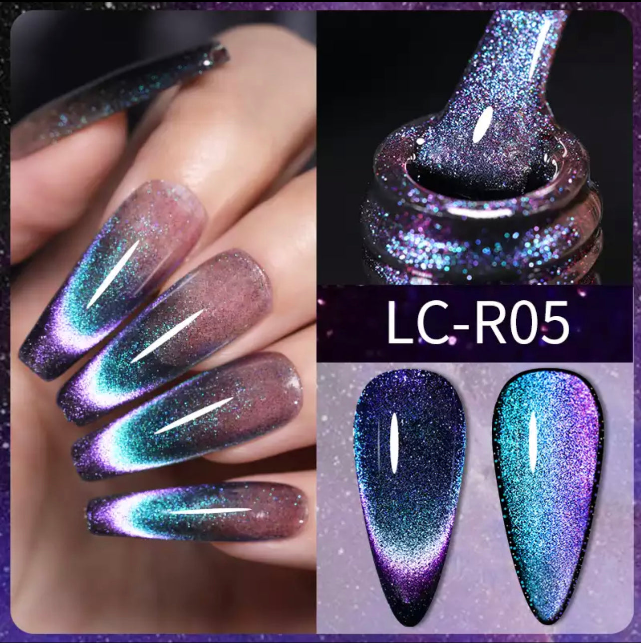 Rainbow Cats Eye Magnetic Gel Polish