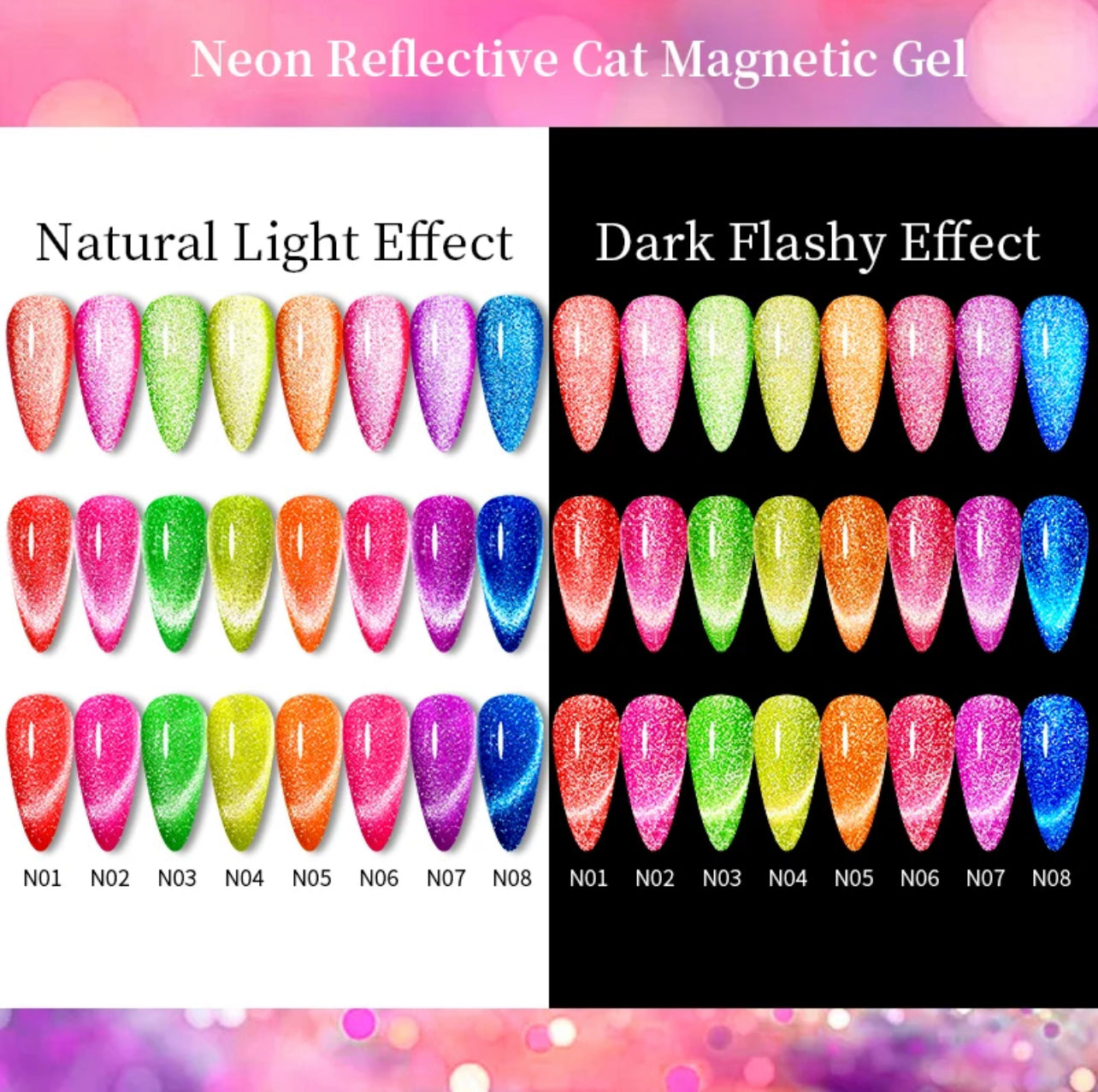 Neon Reflective Cats Eye Magnetic Gel Polish