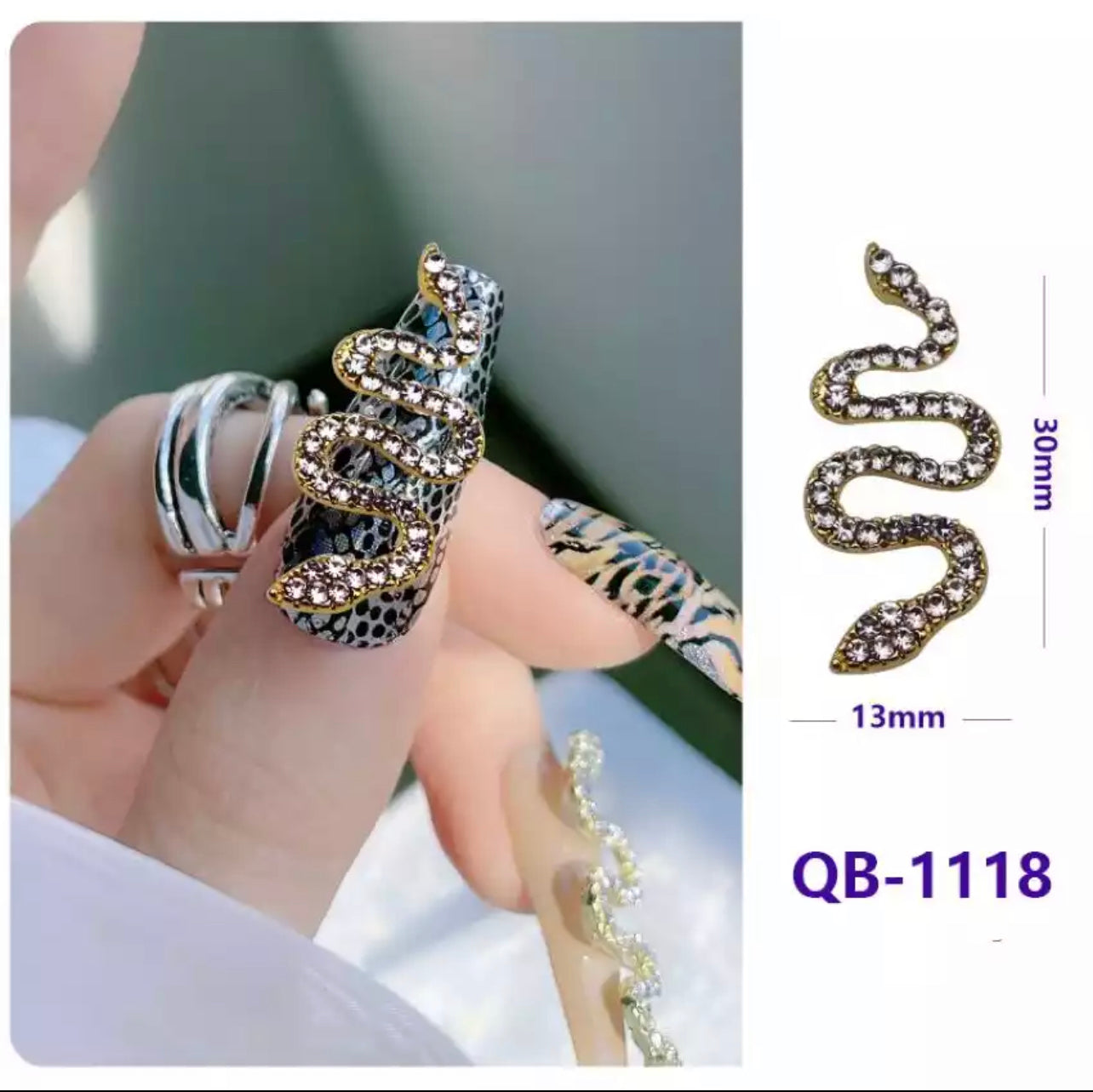 3-D Snake Nail Gems