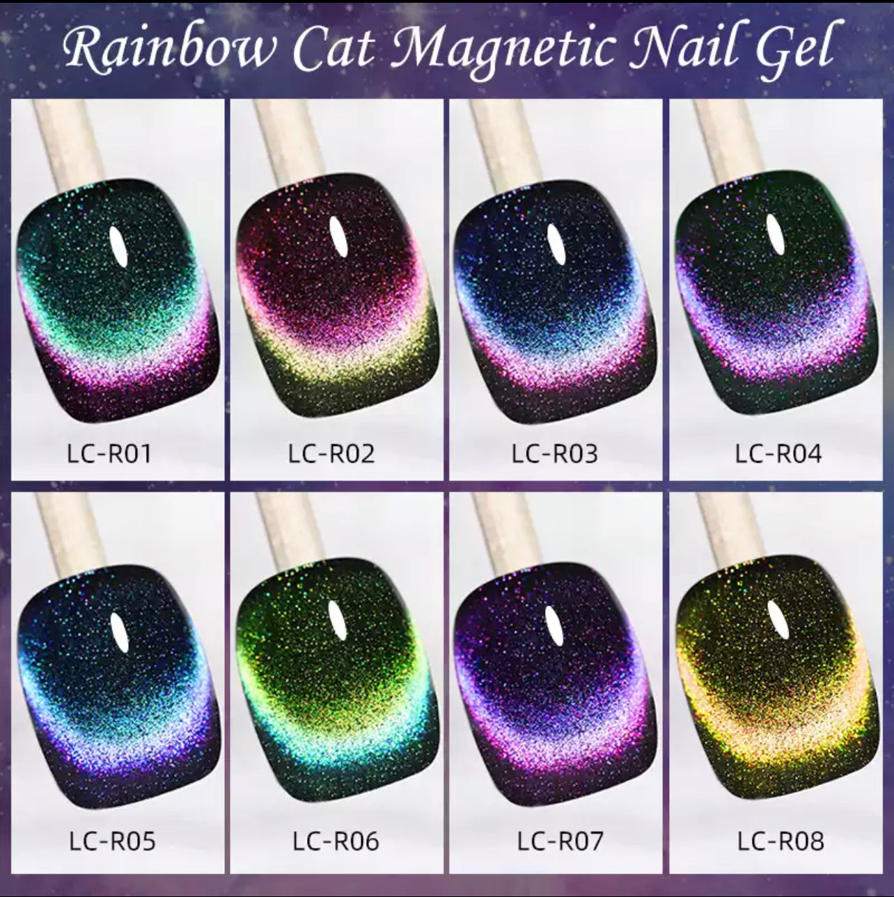 Rainbow Cats Eye Magnetic Gel Polish