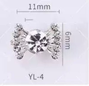 Spinning Crystal Silver plated Nail Charm