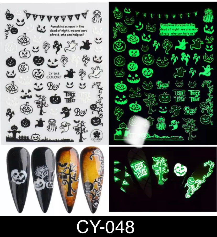 Luminous 3D Halloween Nail Stickers