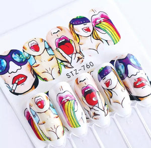 Cool Girl Nail Art Water Slide Stickers