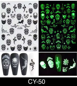 Luminous 3D Halloween Nail Stickers