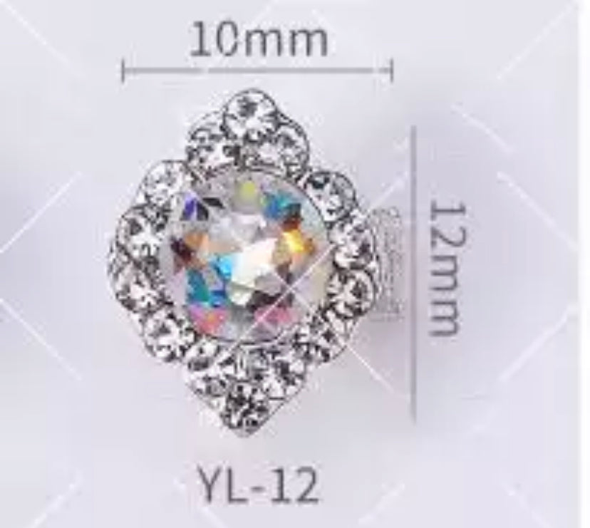 Spinning Crystal Silver plated Nail Charm