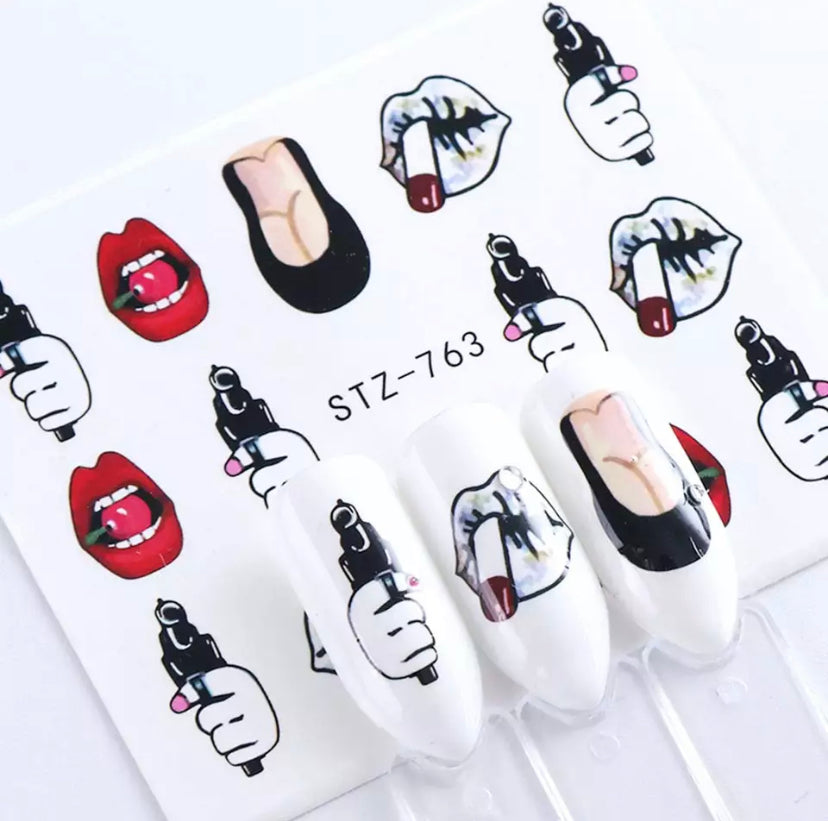 Cool Girl Nail Art Water Slide Stickers